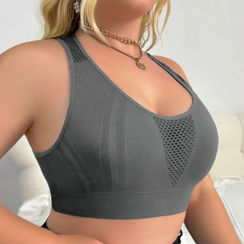 Plus Size Hollow Back See-through Sports Wireless Bra - image 7