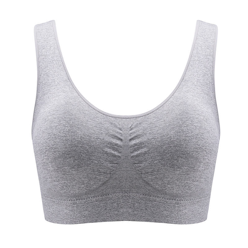 Breathable Sports Wireless Bra - Light Gray - 5XL - image 6