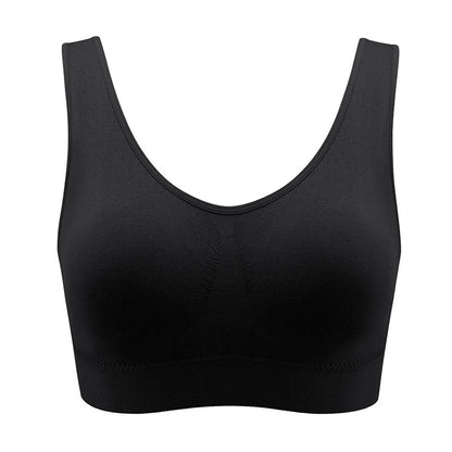 Plus Size Breathable Sports Wireless Bra  - Black - 5XL - image 1