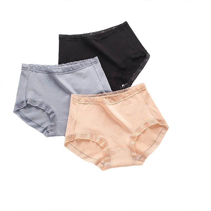 Plus Size Simple High Waist Cotton Panty(3 Packs)