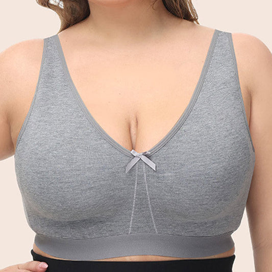 Seamless Cotton Wireless Bra - Grey - 52 - E - image 0