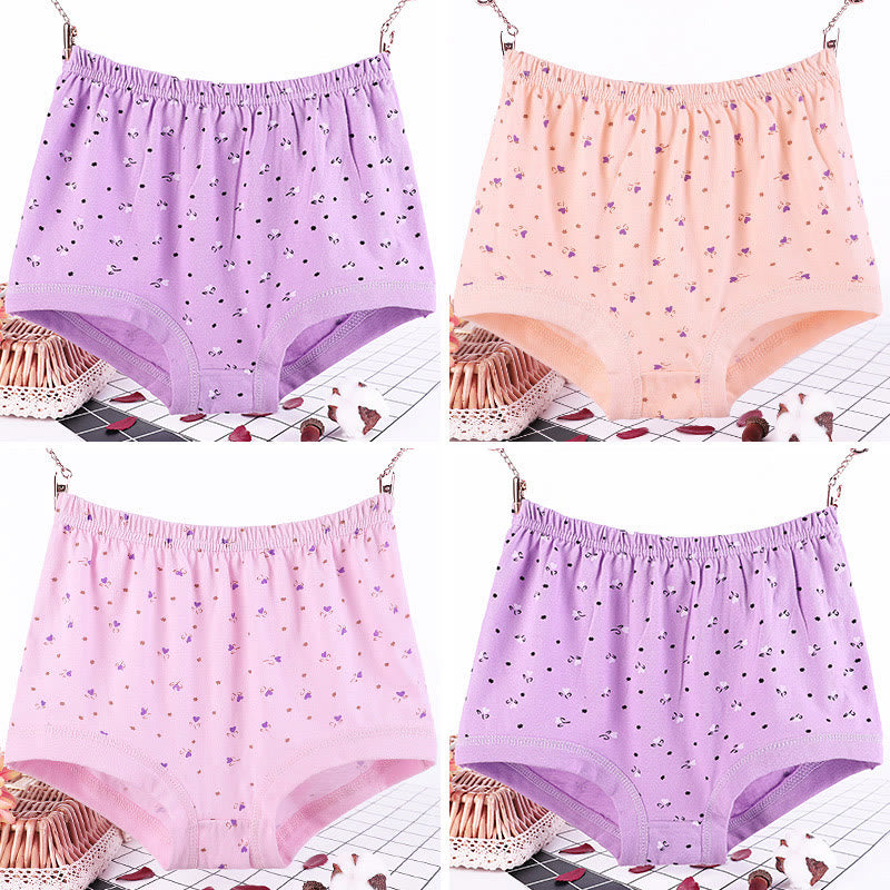Plus Size Floral Pure Cotton Panty(4 Packs)