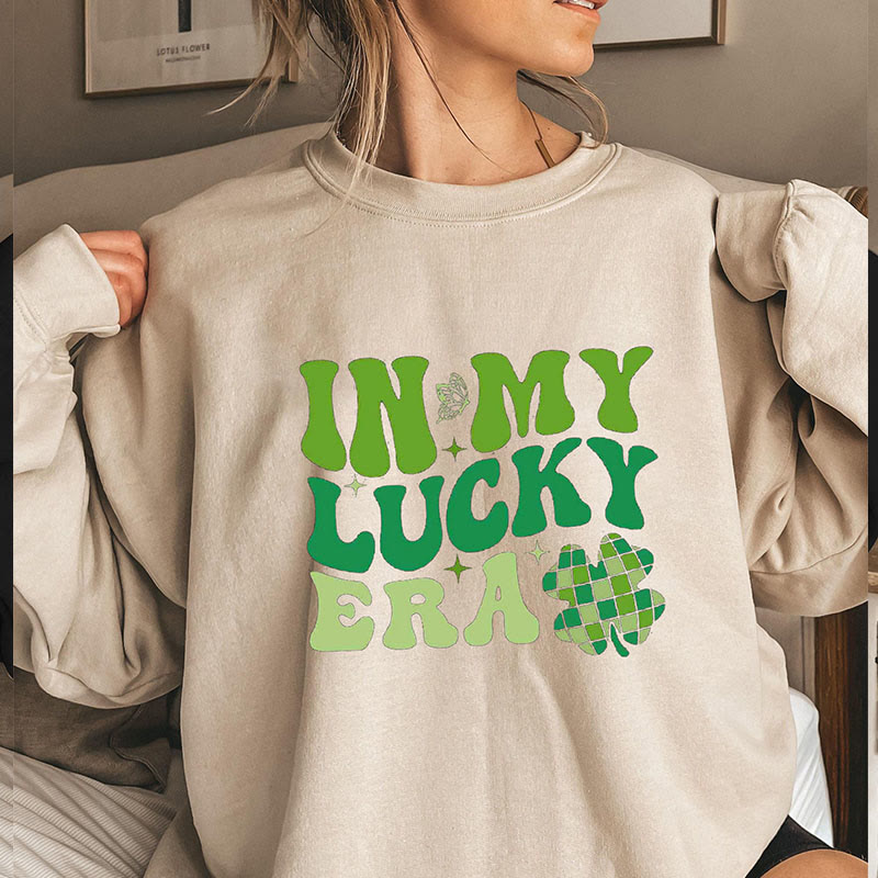 Plus Size In My Lucky Era Sweatshirt - Khaki - 3XL - image 0