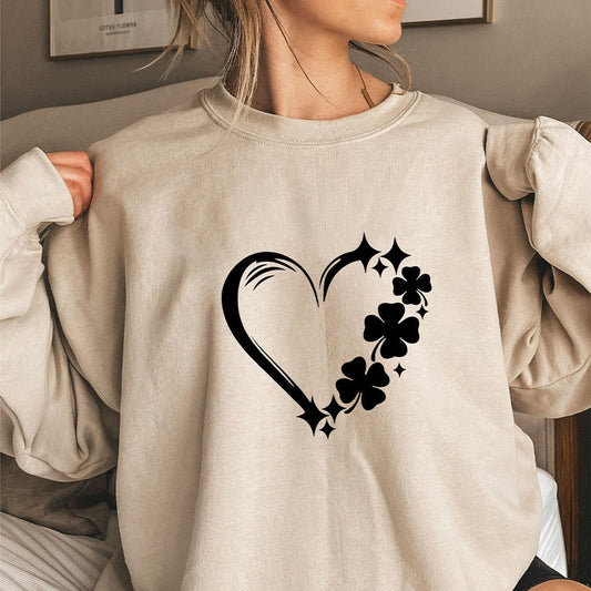Plus Size Four Leaf Clover Sweatshirt - Khaki - 3XL - image 0