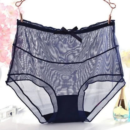 Plus Size Sexy High Waist Lace Transparent Panty(3 Packs)