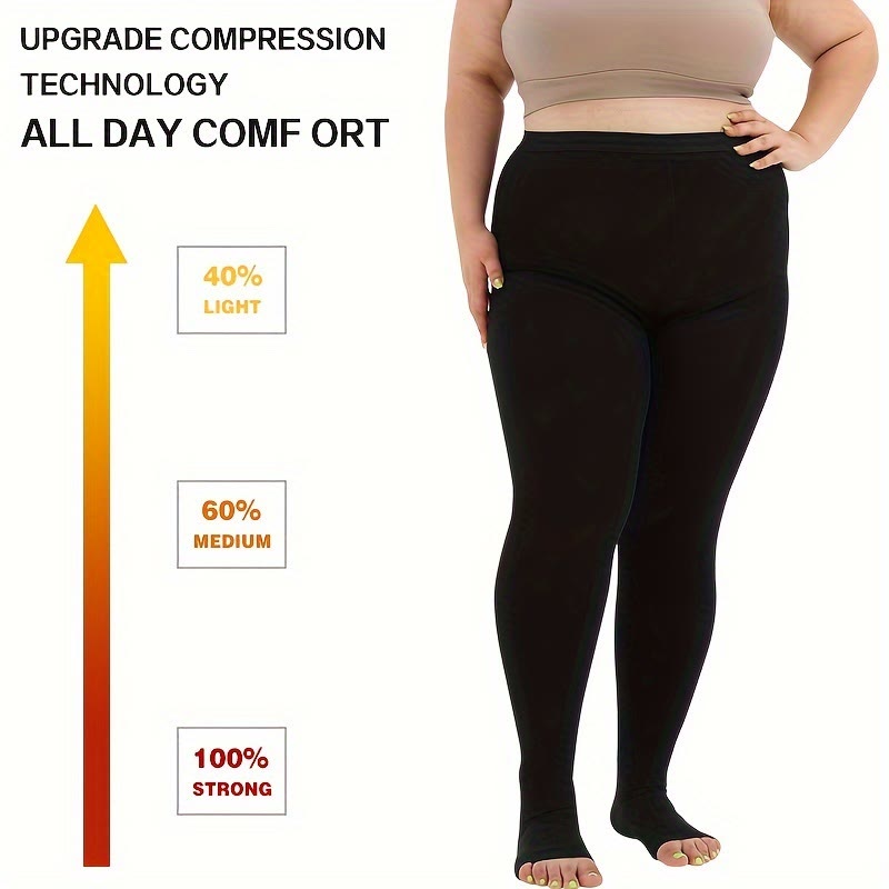 Plus Size Medical Toeless Compression Tights(15-20mmHg) - image 5