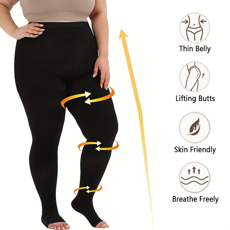 Plus Size Medical Toeless Compression Tights(15-20mmHg) - image 4