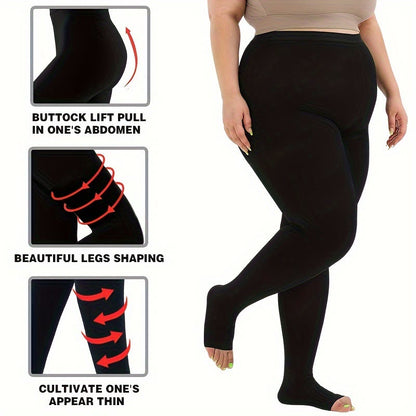 Plus Size Medical Toeless Compression Tights(15-20mmHg) - image 5