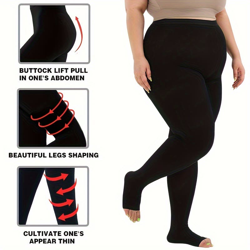 Plus Size Medical Toeless Compression Tights(15-20mmHg) - image 5