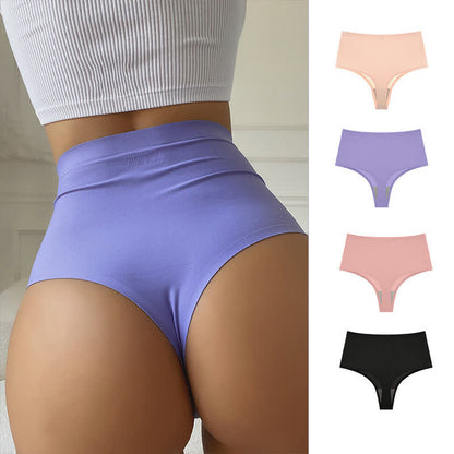 Plus Size High Waist Seamless Ice Silk Thong(3 Packs)