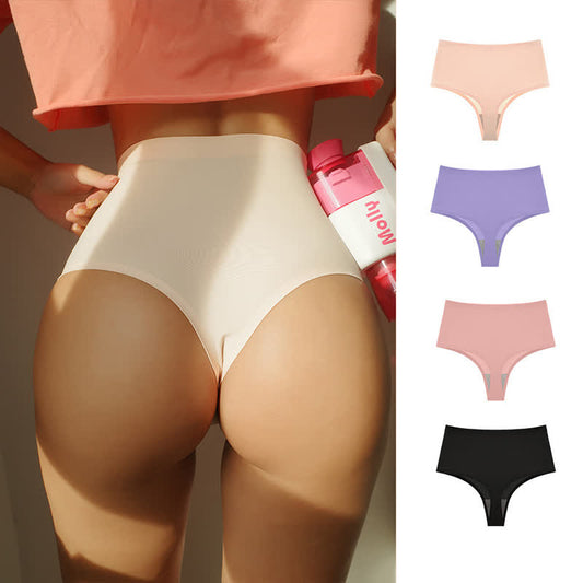 Plus Size High Waist Seamless Ice Silk Thong(3 Packs)
