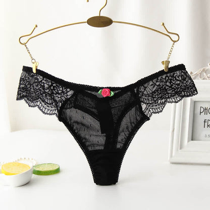 Plus Size Sexy Lace Rose Thong(3 Packs)