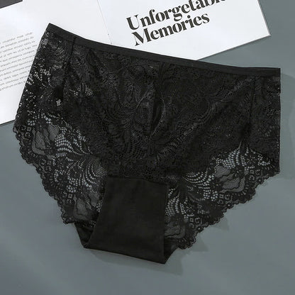 Plus Size Sexy High Waist Lace Semi-transparent Panty(3 Packs)