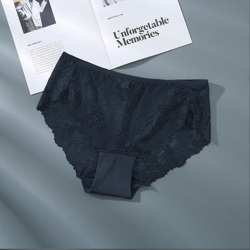 Plus Size Sexy High Waist Lace Semi-transparent Panty(3 Packs)