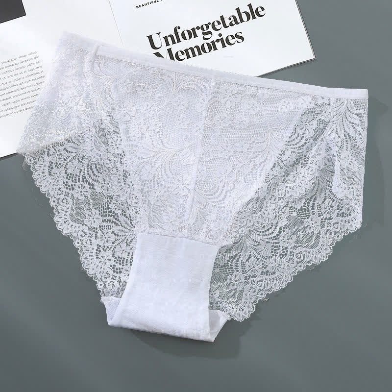 Plus Size Sexy High Waist Lace Semi-transparent Panty(3 Packs)