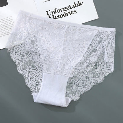 Plus Size Sexy High Waist Lace Semi-transparent Panty(3 Packs)