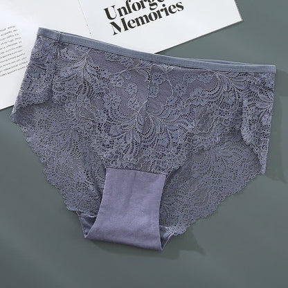 Plus Size Sexy High Waist Lace Semi-transparent Panty(3 Packs)