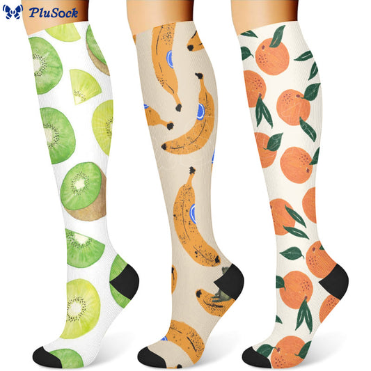 Kiwi Fruit Banana Orange Compression Socks(3 Pairs) - image 1
