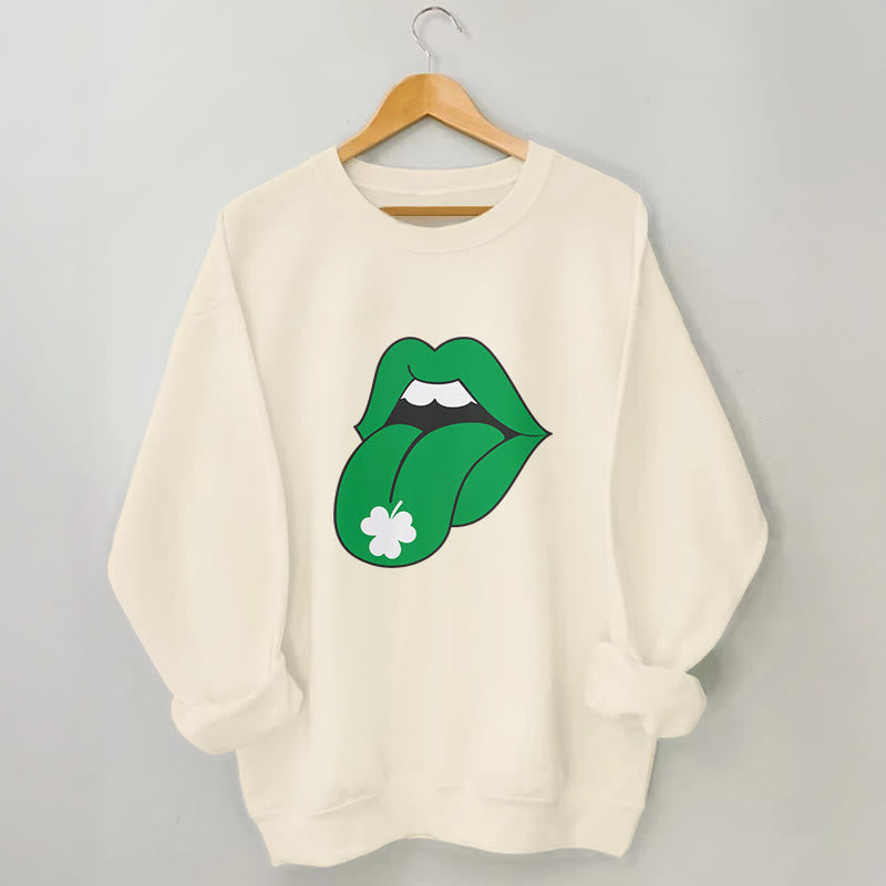 Plus Size Green Lips Sweatshirt - Apricot - 3XL - image 0
