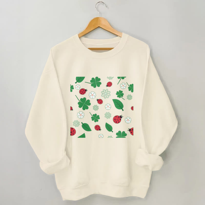 Plus Size Seven Spotted Ladybug Sweatshirt - Apricot - 3XL - image 0