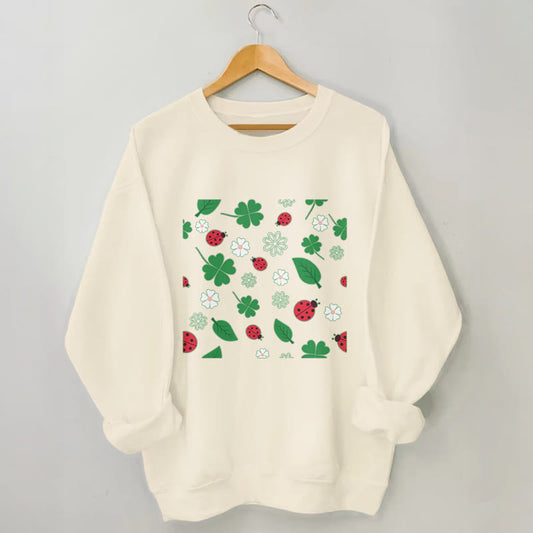 Plus Size Seven Spotted Ladybug Sweatshirt - Apricot - 3XL - image 0