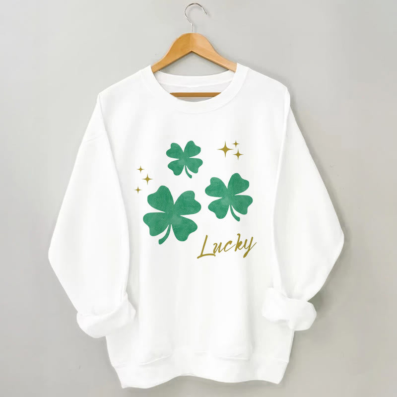 Plus Size Four Leaf Clover Sweatshirt - White - 3XL - image 4