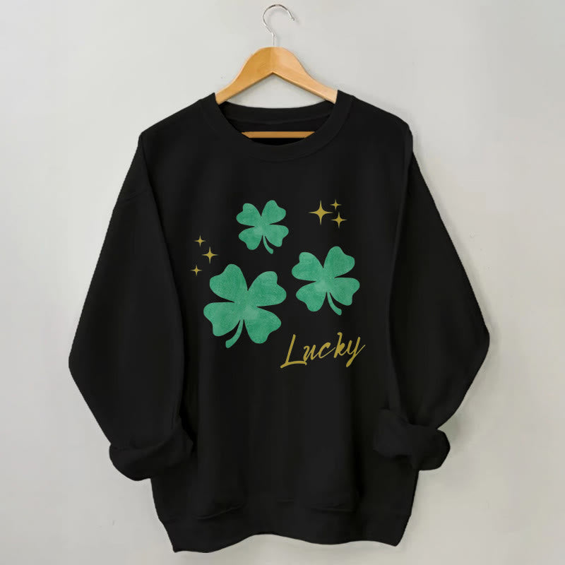 Plus Size Four Leaf Clover Sweatshirt - Black - 3XL - image 2