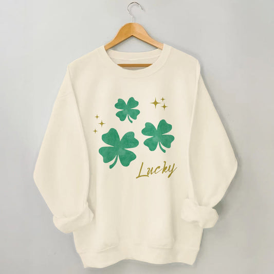 Plus Size Four Leaf Clover Sweatshirt - Apricot - 3XL - image 1