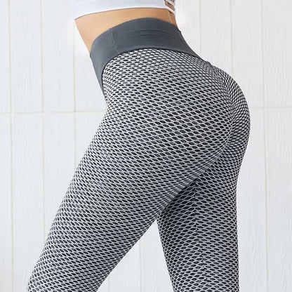 High Waist Honeycomb Yoga Fitness Legging - Grey - 3XL - image 1
