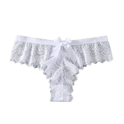 Sexy Low Rise Lace Bowknot Thong(3 Packs) - White - XL - image 8