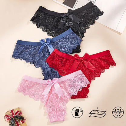 Sexy Low Rise Lace Bowknot Thong(3 Packs) - image 5
