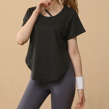 Plus Size Loose Breathable Quick Dry Yoga Short Sleeves