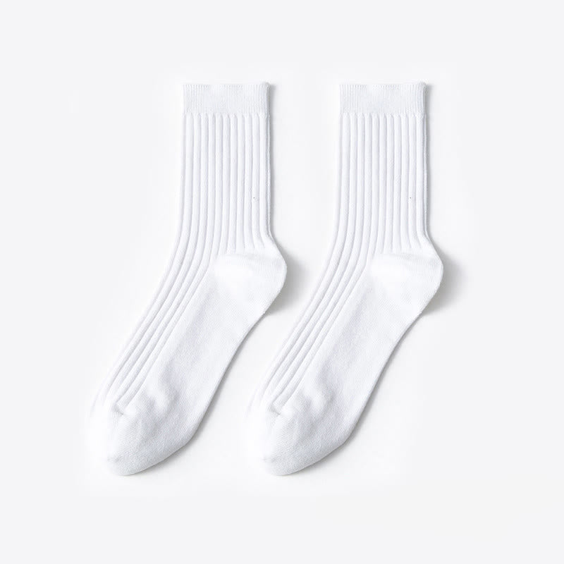 Solid Color Casual Cotton Quarter Socks(6 Pairs) - White - EU37-40(US4-7) - image 3