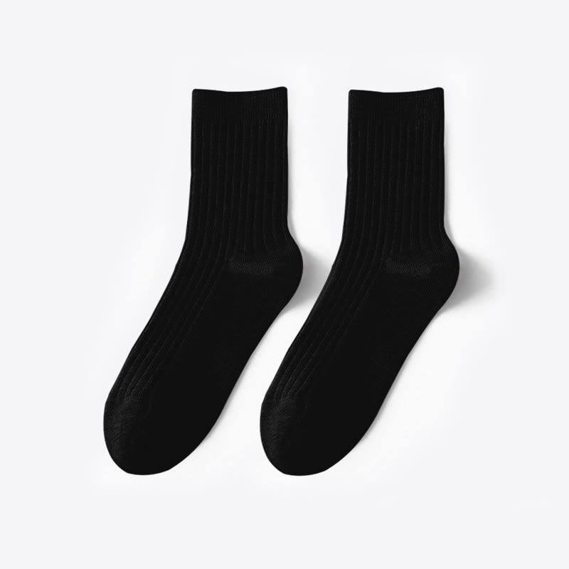 Solid Color Casual Cotton Quarter Socks(6 Pairs) - Black - EU37-40(US4-7) - image 1