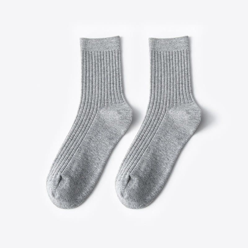 Solid Color Casual Cotton Quarter Socks(6 Pairs) - Grey - EU37-40(US4-7) - image 5