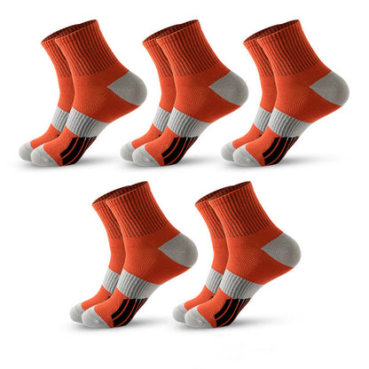 Plus Size Colorblock Basketball Quarter Compression Socks(5 Pairs) - Orange - EU39-45(US6-11) - image 10