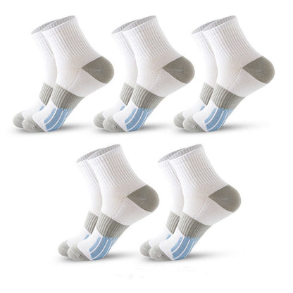Plus Size Colorblock Basketball Quarter Compression Socks(5 Pairs) - White - EU39-45(US6-11) - image 13