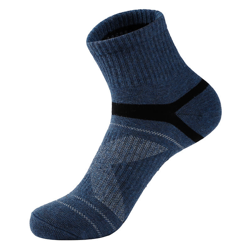 Plus Size Cotton Sports Quarter Compression Socks(5 Pairs) - Blue - EU39-45(US6-11) - image 7