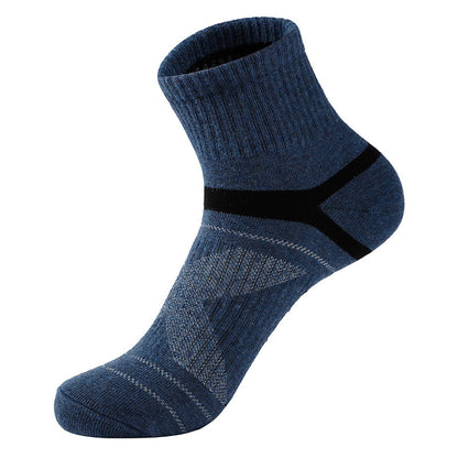 Plus Size Cotton Sports Quarter Compression Socks(5 Pairs) - Blue - EU39-45(US6-11) - image 7