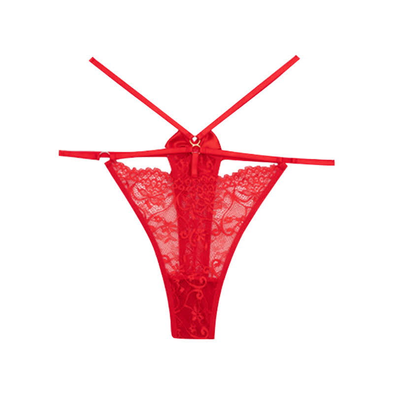Sexy Hollow Low-Rise Lace Bowknot Thong(3 Packs)