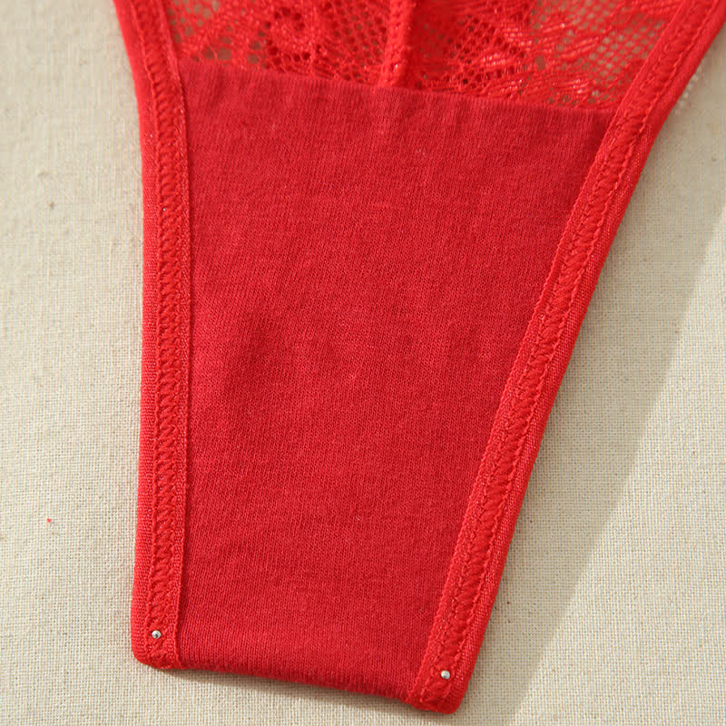 Sexy Hollow Low-Rise Lace Bowknot Thong(3 Packs)
