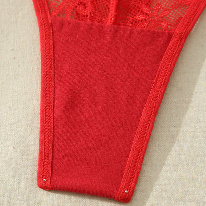 Sexy Hollow Low-Rise Lace Bowknot Thong(3 Packs)