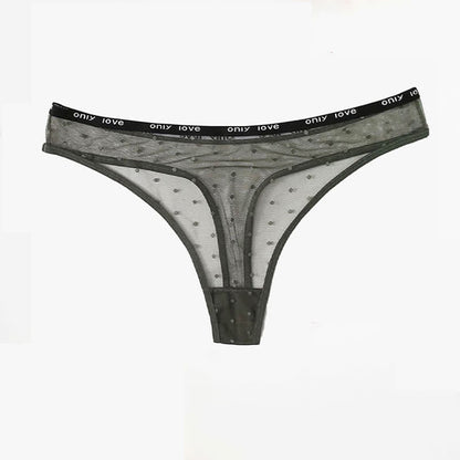 Sexy Mesh Polka Dot Thong(3 Packs) - Dark Green - 4XL - image 4