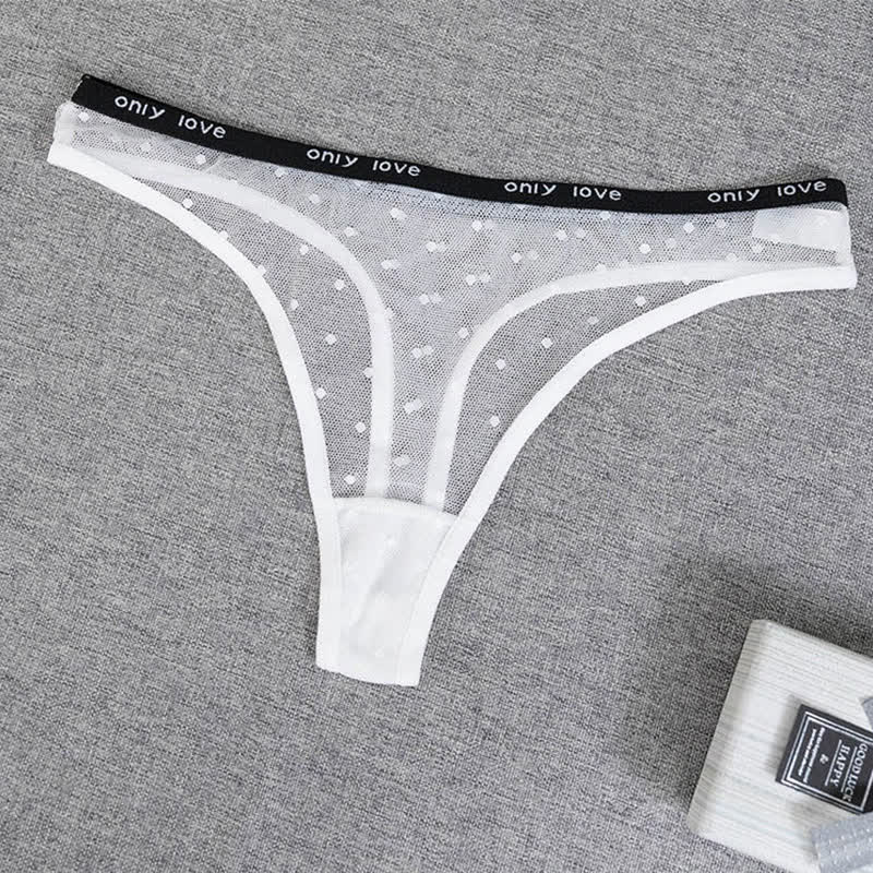 Sexy Mesh Polka Dot Thong(3 Packs) - White - 4XL - image 5
