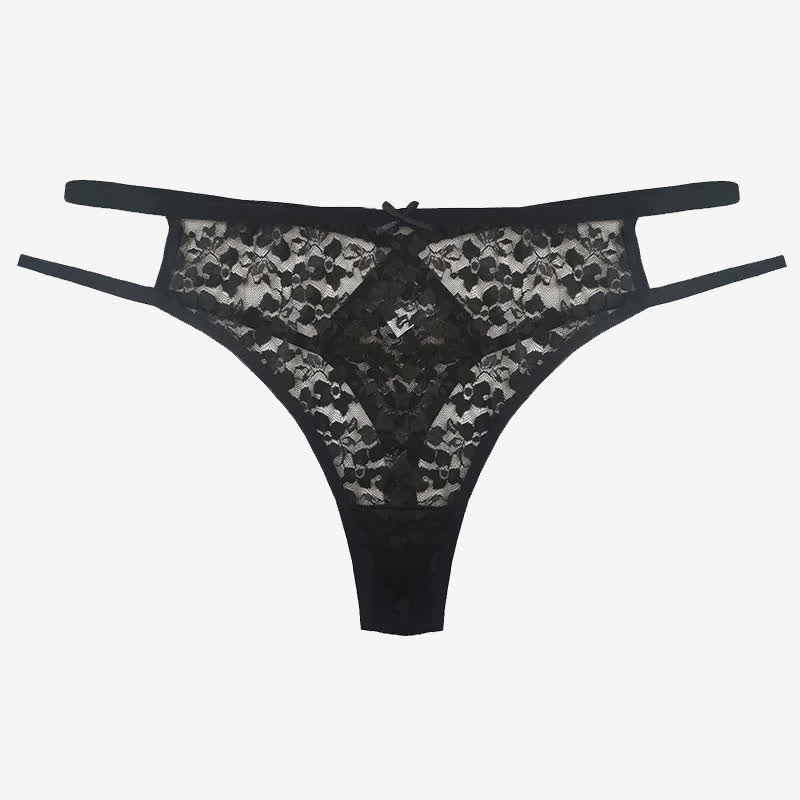 Sexy Transparent Lace Waist Hollow Thong(3 Packs)