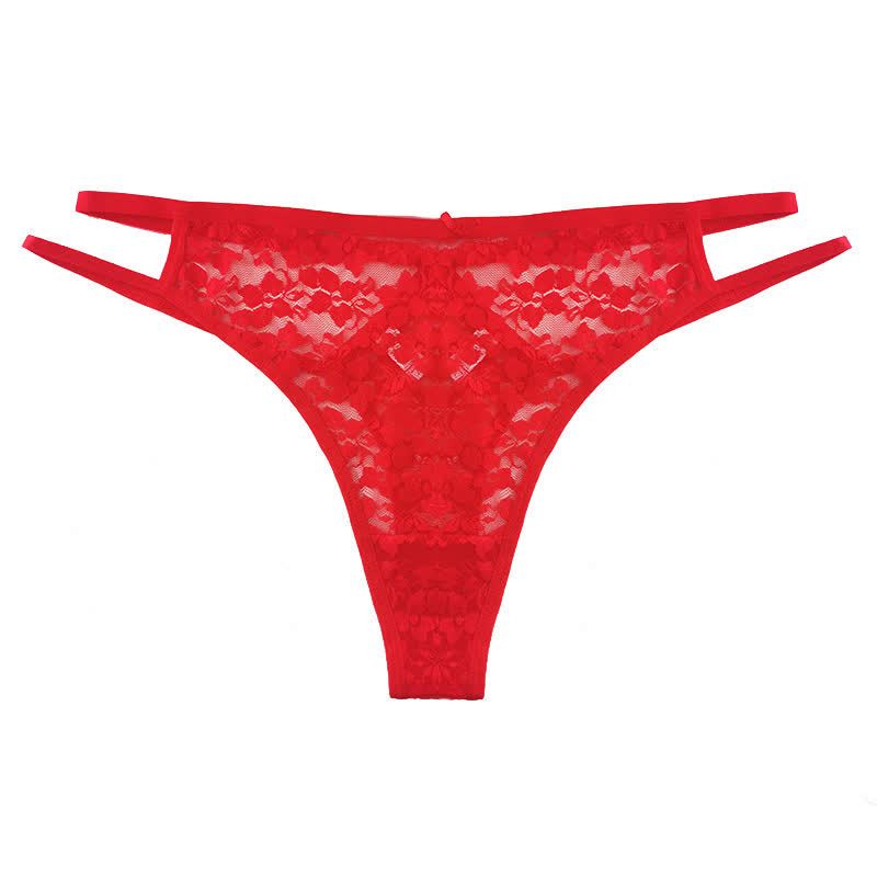 Sexy Transparent Lace Waist Hollow Thong(3 Packs)