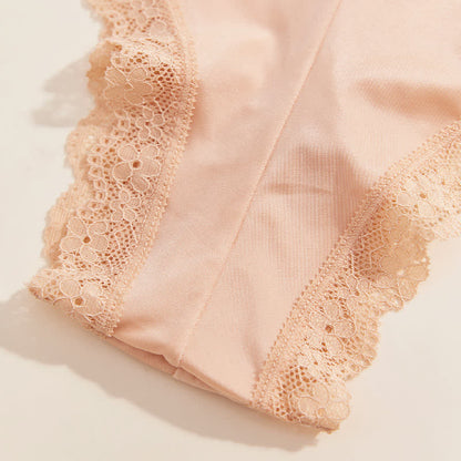 Sexy Mid-waist Lace Ice Silk Brief(2 Packs)