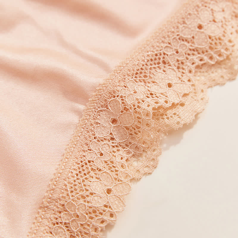 Sexy Mid-waist Lace Ice Silk Brief(2 Packs)