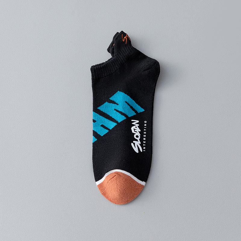 Letter Ankle Socks(5 Pairs) - Black - EU37-45(US4-11) - image 11