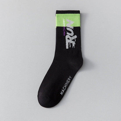 Run Letter Quarter Socks(7 Pairs) - Black - EU37-45(US4-11) - image 12